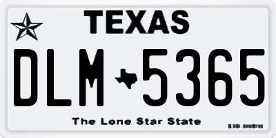 TX license plate DLM5365