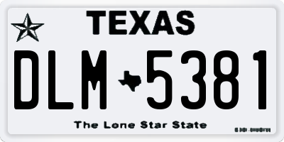 TX license plate DLM5381