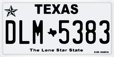 TX license plate DLM5383