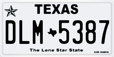 TX license plate DLM5387