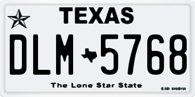 TX license plate DLM5768