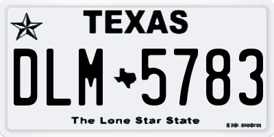 TX license plate DLM5783