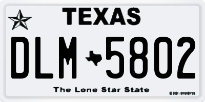 TX license plate DLM5802
