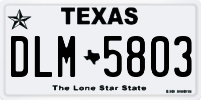 TX license plate DLM5803