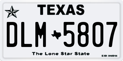 TX license plate DLM5807
