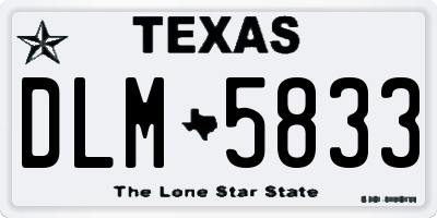 TX license plate DLM5833
