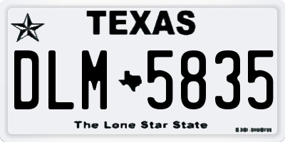TX license plate DLM5835
