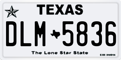 TX license plate DLM5836