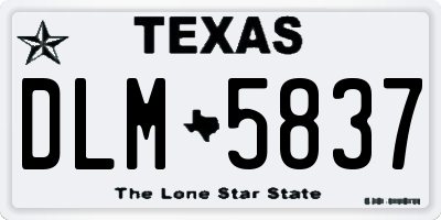 TX license plate DLM5837