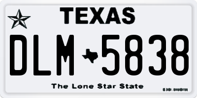 TX license plate DLM5838