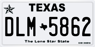 TX license plate DLM5862