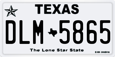 TX license plate DLM5865