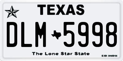 TX license plate DLM5998