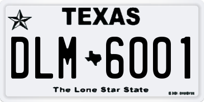TX license plate DLM6001