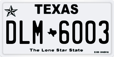 TX license plate DLM6003