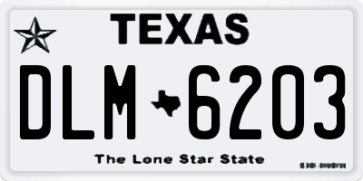 TX license plate DLM6203