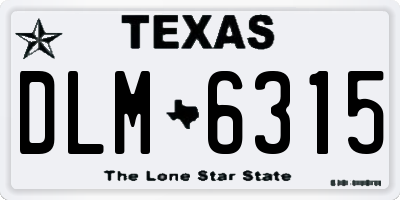 TX license plate DLM6315
