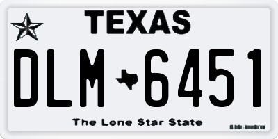 TX license plate DLM6451