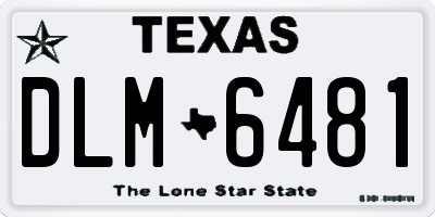 TX license plate DLM6481