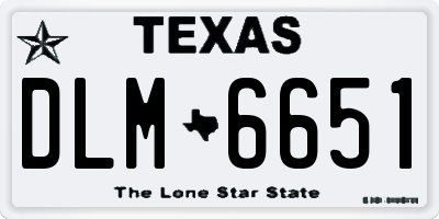 TX license plate DLM6651