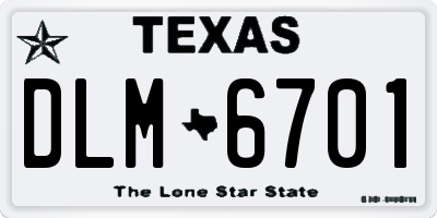 TX license plate DLM6701