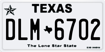 TX license plate DLM6702