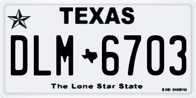 TX license plate DLM6703