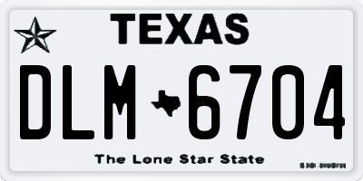 TX license plate DLM6704