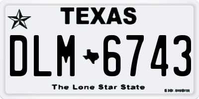 TX license plate DLM6743