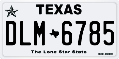 TX license plate DLM6785