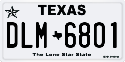 TX license plate DLM6801