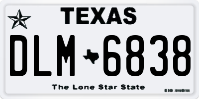 TX license plate DLM6838
