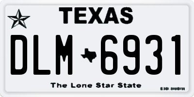 TX license plate DLM6931
