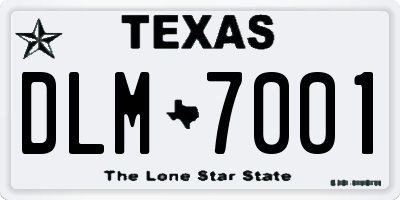 TX license plate DLM7001