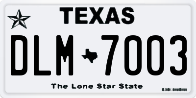 TX license plate DLM7003