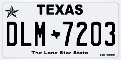 TX license plate DLM7203