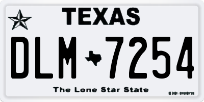 TX license plate DLM7254