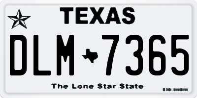 TX license plate DLM7365
