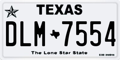 TX license plate DLM7554
