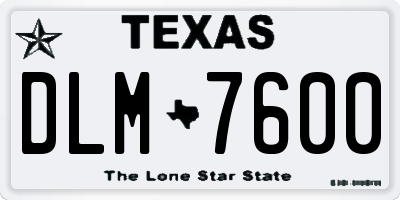 TX license plate DLM7600