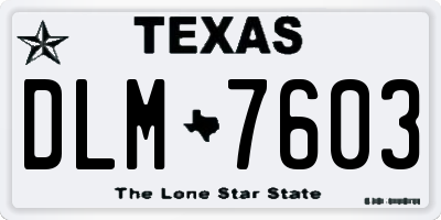 TX license plate DLM7603