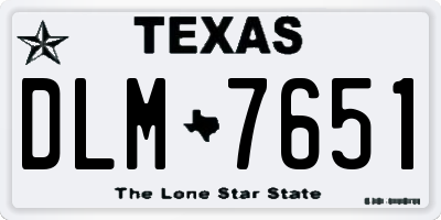 TX license plate DLM7651