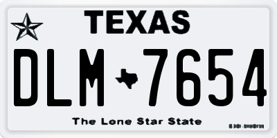 TX license plate DLM7654