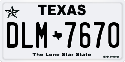 TX license plate DLM7670