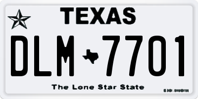 TX license plate DLM7701