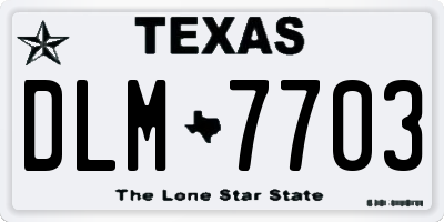 TX license plate DLM7703