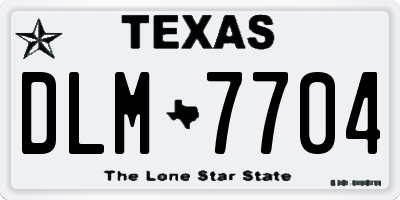 TX license plate DLM7704