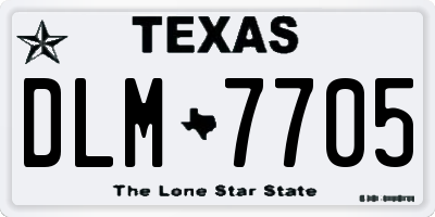 TX license plate DLM7705
