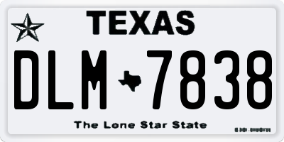 TX license plate DLM7838
