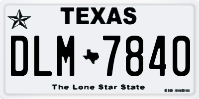 TX license plate DLM7840